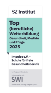 Auf dem Bild ist das Siegel vom SZ Institut abgebildet. Impulse e.V. hat die Auszeichnung "Top (berufliche) Weiterbildung Pädagogik 2025 erhalten".